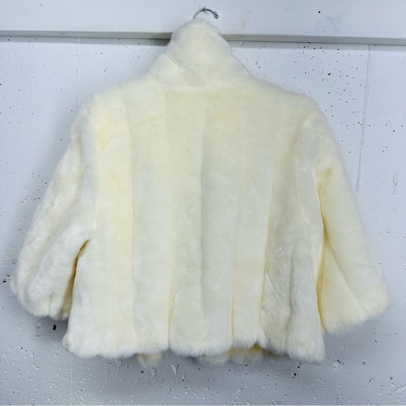 Calvin Klein Women's Medium Ivory Faux Fur Cardigan Short Coat - Picture 8 of 15
